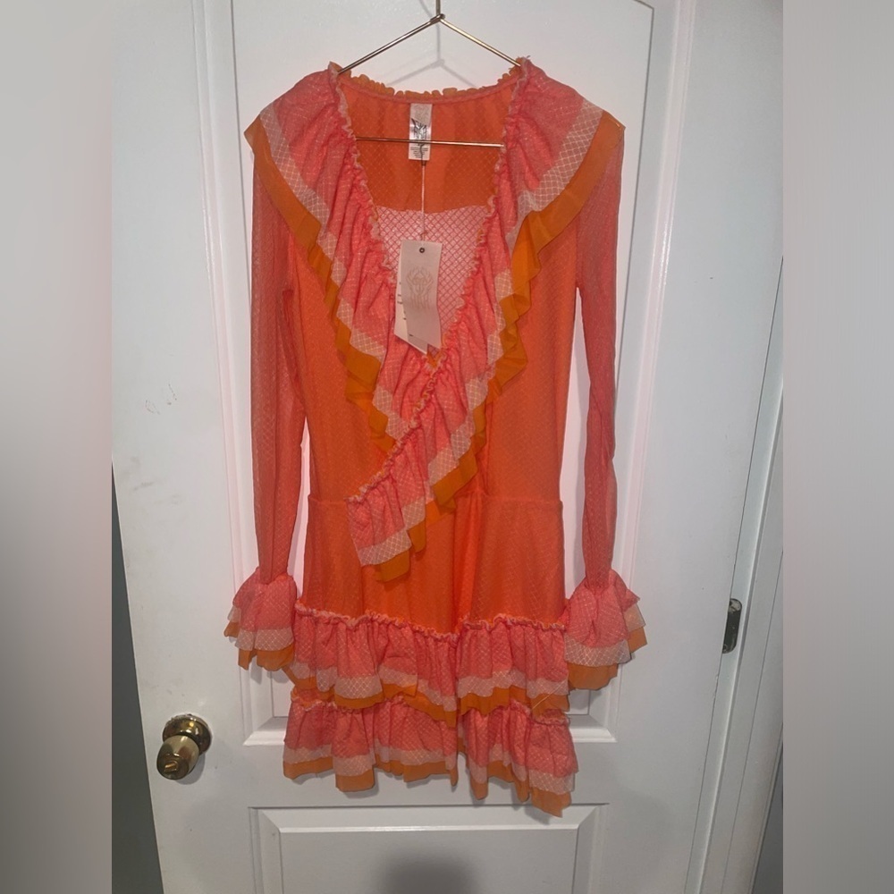 New! We Are HAH “Mags About You” RARE Color Ruffle Lace Dress 🍑 XS NWT! - Picture 10 of 15
